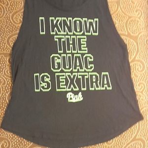 PINK Loose Fit, Large, Tank Top "I Know the Guac is Extra"